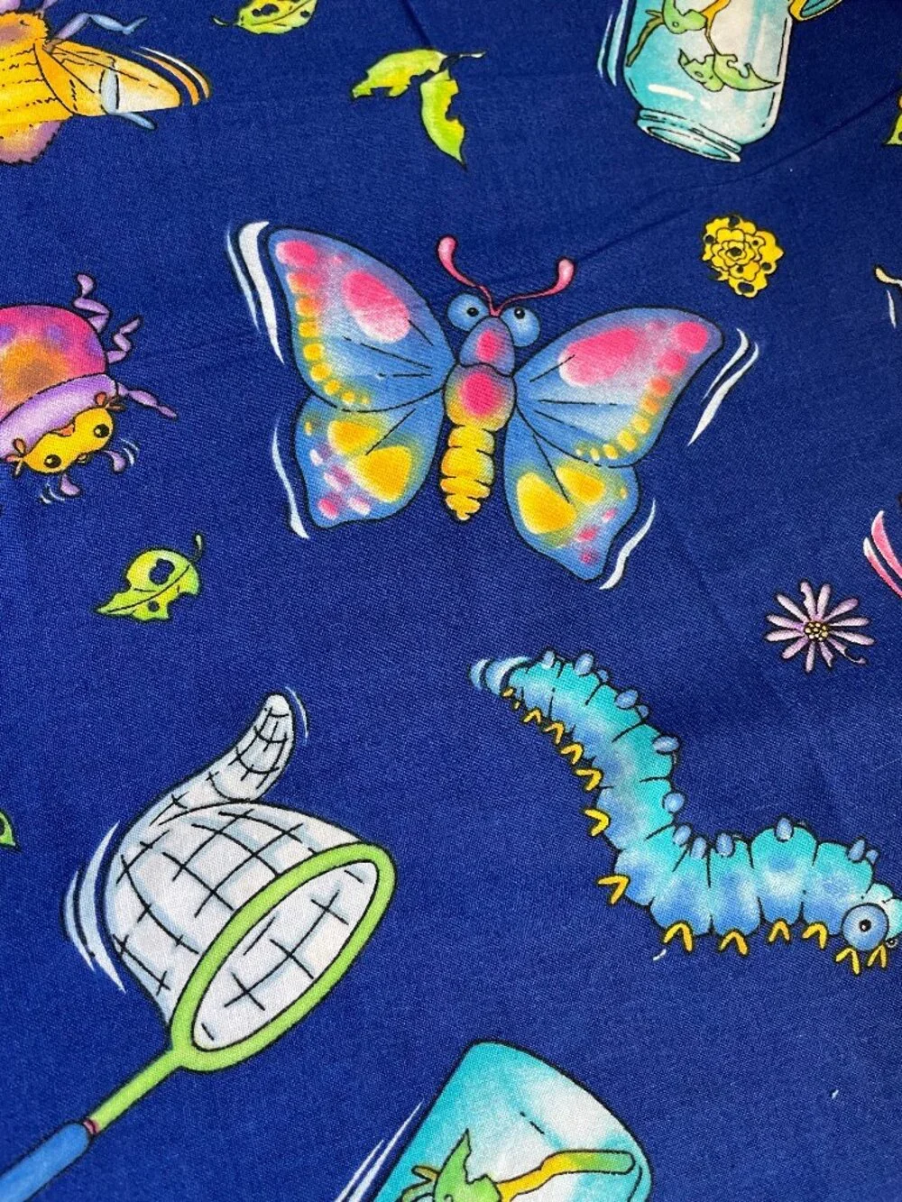 3y x 42” Vintage Insects Dragonflies Bugs Flowers Print Multicolor Cotton Fabric
